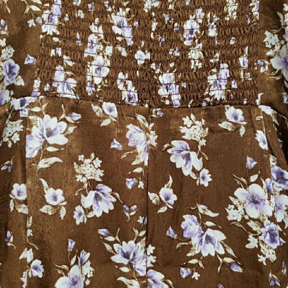 Mi Ami Francescas Long Sleeve Maxi Dress Slit Brown Purple Floral New With Tags - Picture 8 of 9